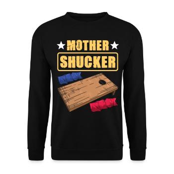 Lustiges Cornhole Corn Hole - Unisex Pullover - Schwarz - Vorne - Alina (178cm) & Michal (187cm)