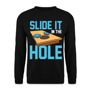 Lustiges Cornhole Corn Hole - Unisex Pullover - Schwarz - Vorne - Alina (178cm) & Michal (187cm)