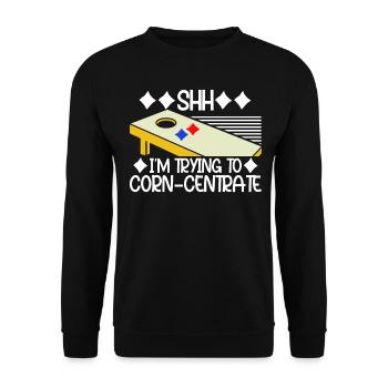 Lustiges Cornhole Corn Hole - Unisex Pullover - Schwarz - Vorne - Alina (178cm) & Michal (187cm)