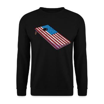 Cornhole Corn Hole Patriotisch - Unisex Pullover - Schwarz - Vorne - Alina (178cm) & Michal (187cm)