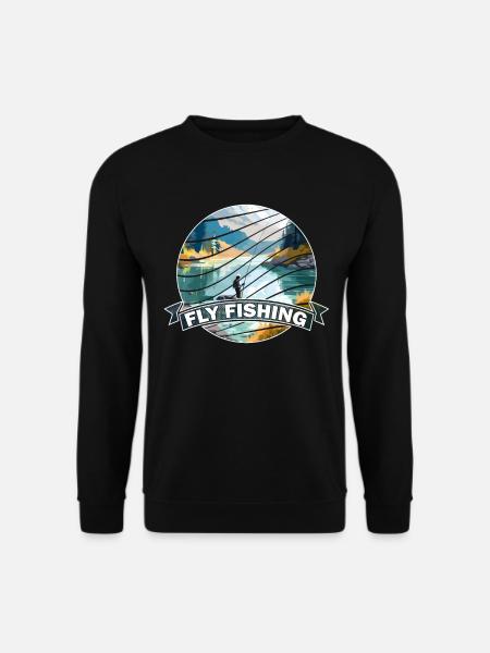Trout Fly Fishing in the River - Retro Fly Fishing - Unisex Pullover - Schwarz