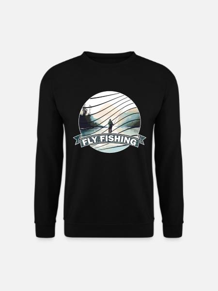 Trout Fly Fishing in the River - Retro Fly Fishing - Unisex Pullover - Schwarz