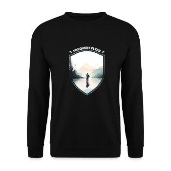 Black and White Fly Fishing Frequent Flyer An - Unisex Pullover - Schwarz - Vorne - Alina (178cm) & Michal (187cm)