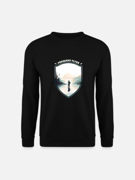 Black and White Fly Fishing Frequent Flyer An - Unisex Pullover - Schwarz
