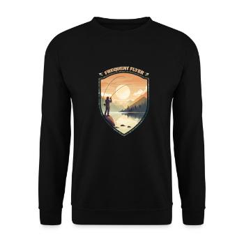 Fly Fishing at Lake Shore: Design for the Avid - Unisex Pullover - Schwarz - Vorne - Alina (178cm) & Michal (187cm)