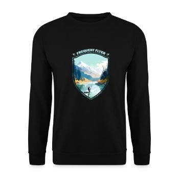 Fly Fishermen Standing in Ice Cold Mountain Creek - Unisex Pullover - Schwarz - Vorne - Alina (178cm) & Michal (187cm)