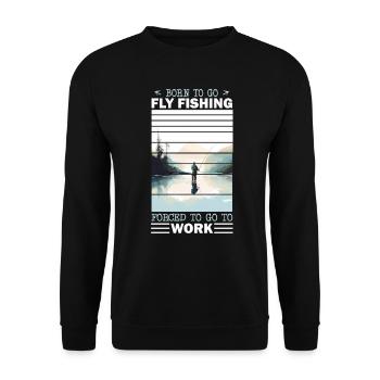 Born to go Fly Fishing: Retro Fly Fishing Ice - Unisex Pullover - Schwarz - Vorne - Alina (178cm) & Michal (187cm)