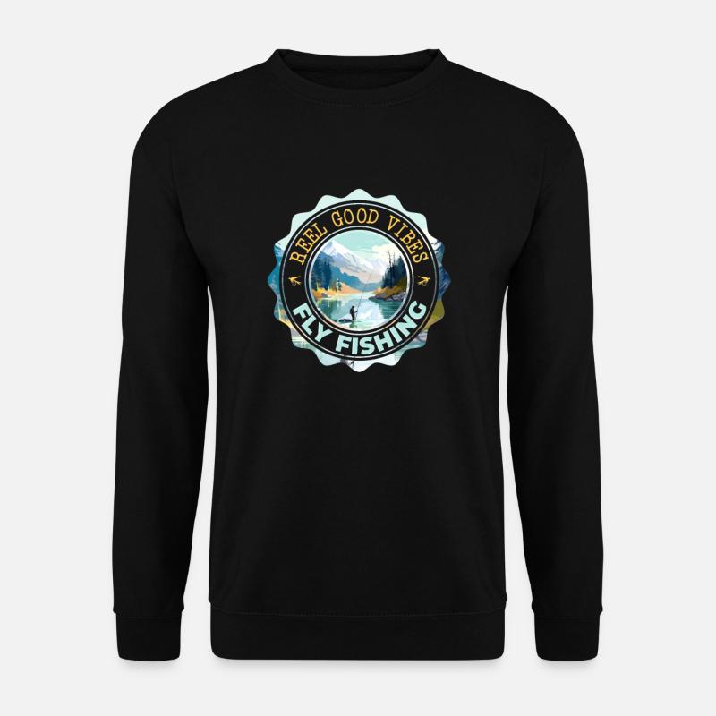 Fly Fisherman in Crystal Clear Mountain Lake - Unisex Pullover - Schwarz