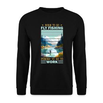 Fly Fisherman in Clear Mountain Lake Outdoor - Unisex Pullover - Schwarz - Vorne - Alina (178cm) & Michal (187cm)