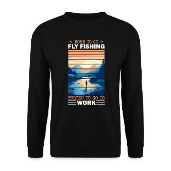 Love Fly Fishing more than Work for Anglers and - Unisex Pullover - Schwarz - Vorne - Alina (178cm) & Michal (187cm)