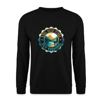 Fly Fishing Reel Good Vibes On the Shore of - Unisex Pullover - Schwarz - Vorne - Alina (178cm) & Michal (187cm)