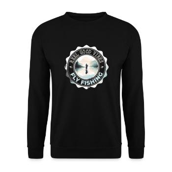Fly Fishing Reel Good Vibes in Ice Cold Mountain - Unisex Pullover - Schwarz - Vorne - Alina (178cm) & Michal (187cm)