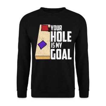 Lustiges Cornhole Corn Hole - Unisex Pullover - Schwarz - Vorne - Alina (178cm) & Michal (187cm)