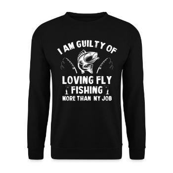 Funny Fly Fishing - Love Fly Fishing More Than My - Unisex Pullover - Schwarz - Vorne - Alina (178cm) & Michal (187cm)