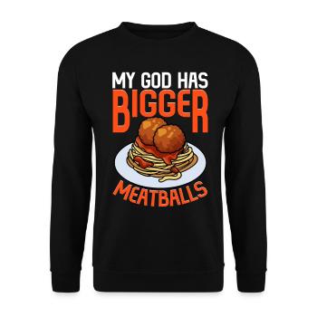Fliegendes Spaghettimonster FSM - Unisex Pullover - Schwarz - Vorne - Alina (178cm) & Michal (187cm)