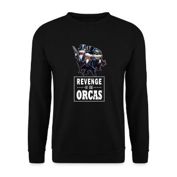 Revenge of the Orcas - Unique Orca & Boat - Unisex Pullover - Schwarz - Vorne - Alina (178cm) & Michal (187cm)