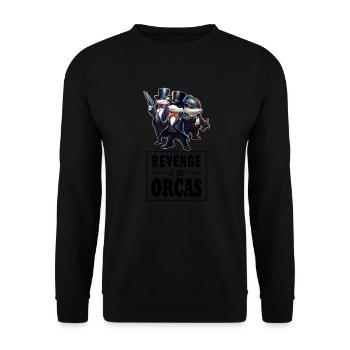 Revenge of the Orcas - Funny Orcas sinking boats - Unisex Pullover - Schwarz - Vorne - Alina (178cm) & Michal (187cm)