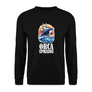 Join the Orca Uprising - Save the Orcas - Unisex Pullover - Schwarz - Vorne - Alina (178cm) & Michal (187cm)