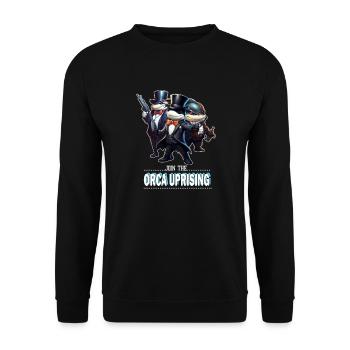 Join the Orca Uprising - Empowering Orca - Unisex Pullover - Schwarz - Vorne - Alina (178cm) & Michal (187cm)