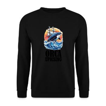 Join the Orca Uprising Inspired Killer Whale - Unisex Pullover - Schwarz - Vorne - Alina (178cm) & Michal (187cm)