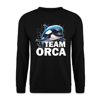 Funny Team Orca - Champion of the Sea - Save the - Unisex Pullover - Schwarz - Vorne - Alina (178cm) & Michal (187cm)