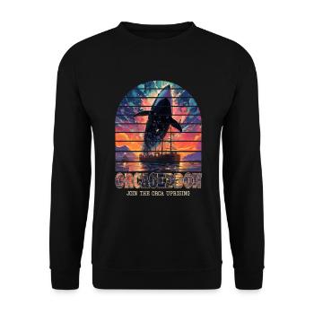Join the Orca Uprising - Orcageddon: Whale - Unisex Pullover - Schwarz - Vorne - Alina (178cm) & Michal (187cm)