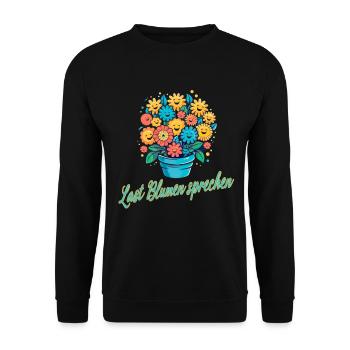 Lasst Blumen Sprechen für eine Floristin - Unisex Pullover - Schwarz - Vorne - Alina (178cm) & Michal (187cm)