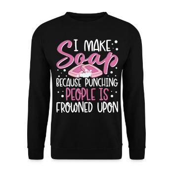 Fabrication de savon, savonnier, savonologue - Sweat-shirt Unisexe - noir - Devant - Alina (178cm) & Michal (187cm)