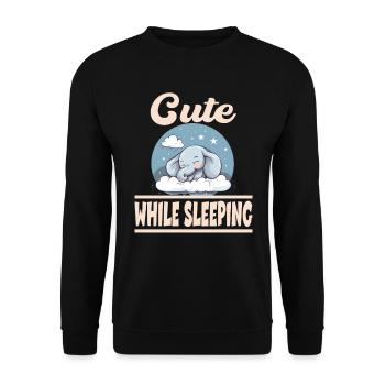 Niedlicher Elefant Schläft Schlafen - Unisex Pullover - Schwarz - Vorne - Alina (178cm) & Michal (187cm)