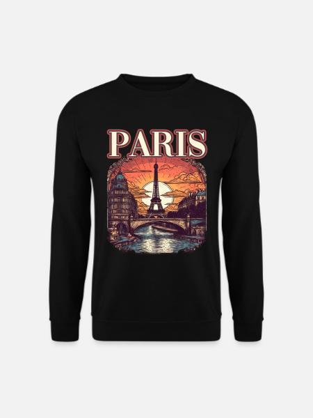 Paris Eiffelturm Bonjour Souvenirs - Unisex Pullover - Schwarz