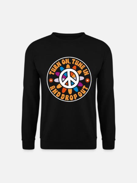Hippie Quote Groovy Peace - Unisex Sweatshirt - black