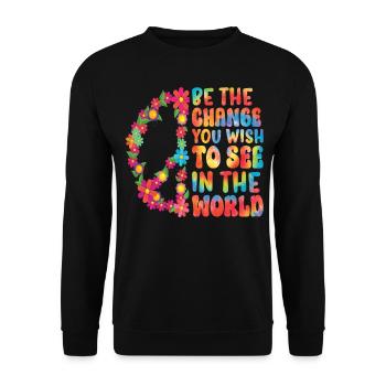Hippie Floral Rétro Paix Gentillesse - Sweat-shirt Unisexe - noir - Devant - Alina (178cm) & Michal (187cm)