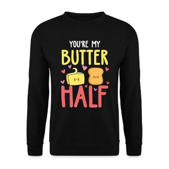 You're My Butter Half - Unisex Pullover - Schwarz - Vorne - Alina (178cm) & Michal (187cm)
