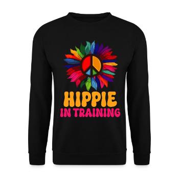 Funny Hippie Peace Groovy - Unisex Sweatshirt - black - Front - Alina (178cm) & Michal (187cm)