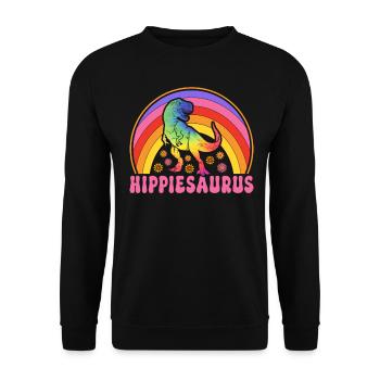 Funny Hippie Dinosaur Trex Groovy - Unisex Sweatshirt - black - Front - Alina (178cm) & Michal (187cm)