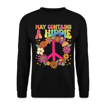Lustige Hippie Frieden Freundlichkeit Groovy - Unisex Pullover - Schwarz - Vorne - Alina (178cm) & Michal (187cm)