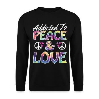 Lustige Hippie Frieden Freundlichkeit Groovy - Unisex Pullover - Schwarz - Vorne - Alina (178cm) & Michal (187cm)