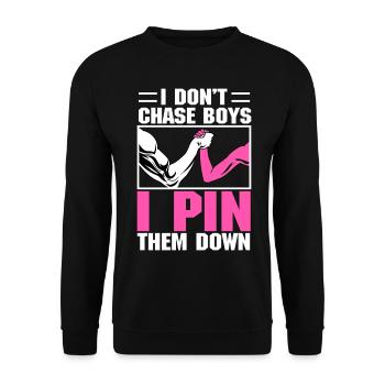 Arm wrestling arm wrestler - Unisex Sweatshirt - black - Front - Alina (178cm) & Michal (187cm)