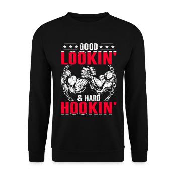 Arm wrestling arm wrestler - Unisex Sweatshirt - black - Front - Alina (178cm) & Michal (187cm)