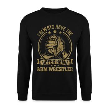 Armdrücken - Unisex Pullover - Schwarz - Vorne - Alina (178cm) & Michal (187cm)