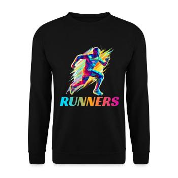 Dynamische Läufer Lauf Wettkampf - Unisex Pullover - Schwarz - Vorne - Alina (178cm) & Michal (187cm)