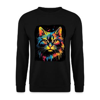 Streetstyle Katze Graffiti Kunst Streetart - Unisex Pullover - Schwarz - Vorne - Alina (178cm) & Michal (187cm)