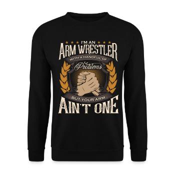 Armdrücken - Unisex Pullover - Schwarz - Vorne - Alina (178cm) & Michal (187cm)