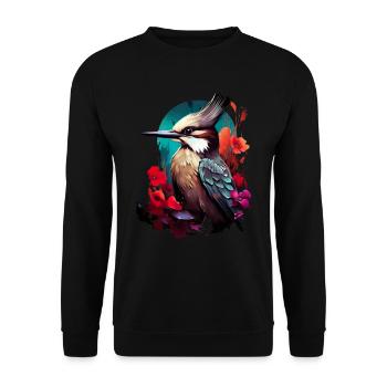 Niedlicher Specht Buntspecht Vogel Illustration - Unisex Pullover - Schwarz - Vorne - Alina (178cm) & Michal (187cm)