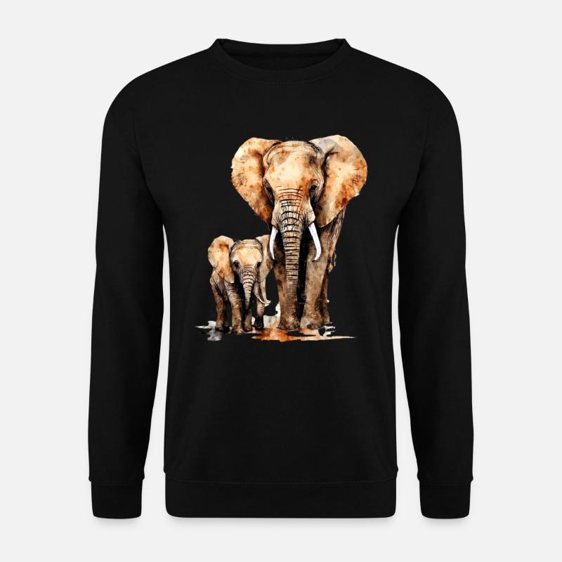 Elefant mit Kind für einen Elefant Liebhaber - Unisex Pullover - Schwarz