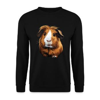 Niedliches Meerschweinchen Gemaltes - Unisex Pullover - Schwarz - Vorne - Alina (178cm) & Michal (187cm)