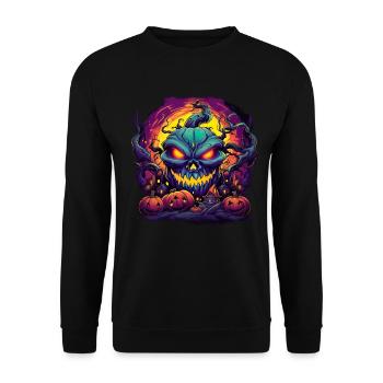 Bad Pumpkin Böser Kürbis Halloween - Unisex Pullover - Schwarz - Vorne - Alina (178cm) & Michal (187cm)