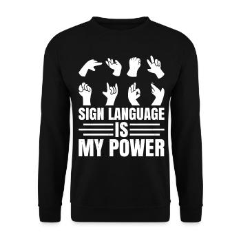 Deaf Pride ASL Gebärdensprache - Unisex Pullover - Schwarz - Vorne - Alina (178cm) & Michal (187cm)