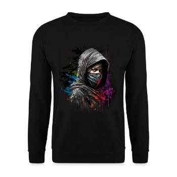 Schöne Frau als Ninja verkleidet für Ninja Fans - Unisex Pullover - Schwarz - Vorne - Alina (178cm) & Michal (187cm)