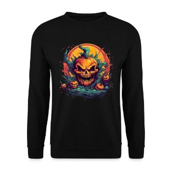 Bad Pumpkin Böser Kürbis Halloween - Unisex Pullover - Schwarz - Vorne - Alina (178cm) & Michal (187cm)